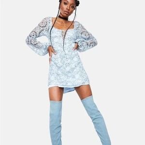 NWT For Love & Lemons‎ Blue Lace Mini Dress – Size M